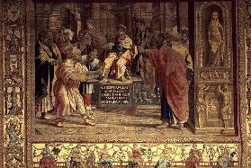 The Sorcerer Elymas struck blind by St. Paul before the Roman governor Sergius Paulus, detail from t