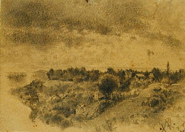Untitled (Berne, view onto the Rosengarten) 1897 (pencil and brush on paper)  de 