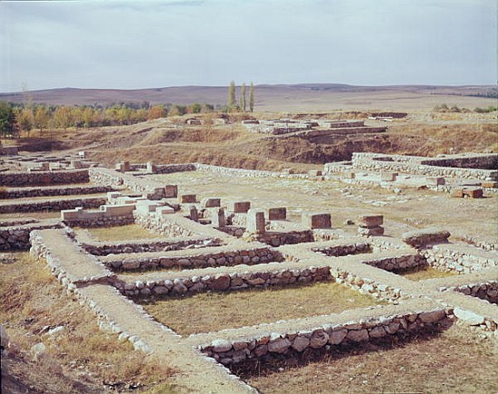 View of the archaeological site, 1450-1200 BC Hittite; Alacahoyuk, Turkey de 