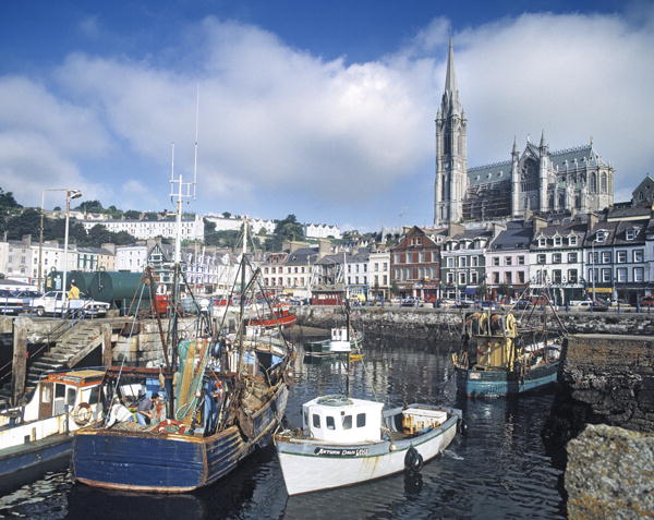 View of the harbour with St. Colemans Cathedral (photo)  de 