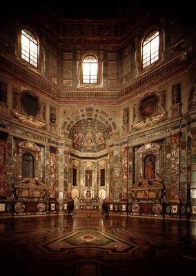 View of the interior showing the altar flanked by the Medici tombs of Cosimo I (1519-74) and Ferdina de 