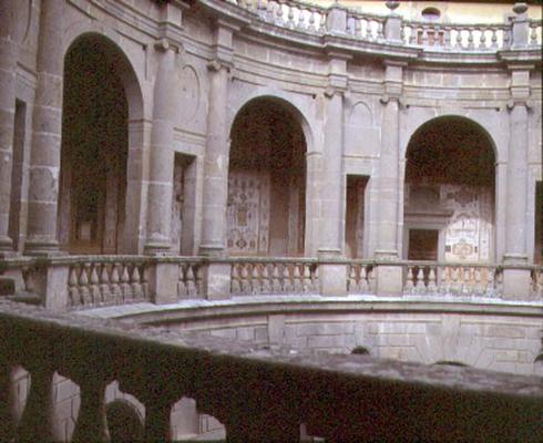 View of the upper portico, designed by Jacopo Vignola (1507-73) and his successors for Cardinal Ales de 