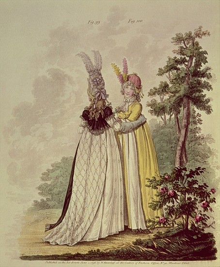 Walking dresses from N. Heideloff''s `Gallery of Fashion'', 1796; de 