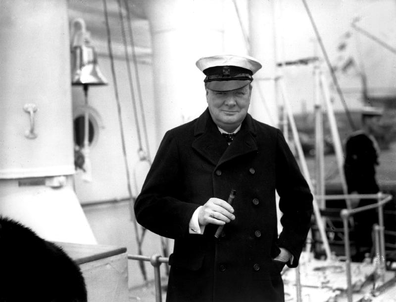 Winston Churchill receives royal fleet at Spithead on board HMS de 