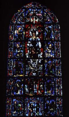 Window depicting Notre Dame de la Belle Verriere in the south choir, 13th century (stained glass) (f de 