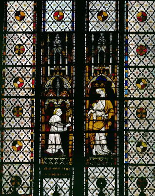 Window depicting the Virgin and Raoul de Ferrieres, 14th century (stained glass) de 