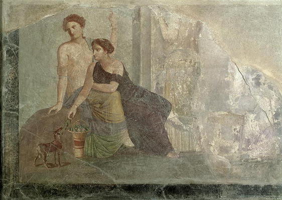 Women playing with a goat, Pompeii (mural painting) de 