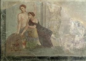 Women playing with a goat, Pompeii (mural painting)