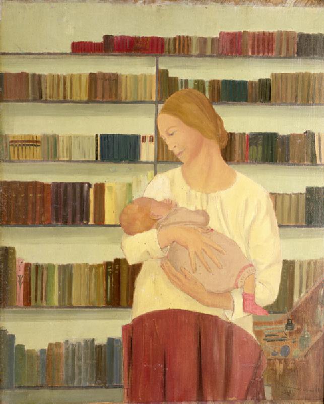 Yvonne with Vincent at Ten Weeks, 1919 (oil on panel) de Nora Summers