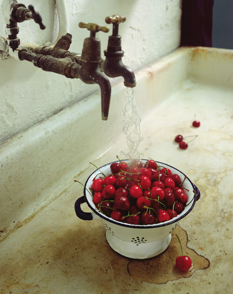 Washing cherries, 1988 (colour photo)  de Norman  Hollands