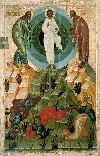 The Transfiguration of Our Lord, Russian icon from the Holy Theotokos Dormition Church on the Voloto de Novgorod School