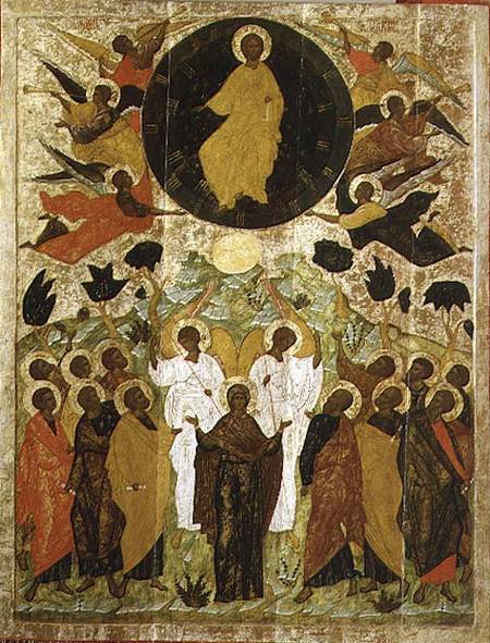 The Ascension of Our Lord, Russian icon from the Malo-Kirillov Monastery, Novgorod School de Novgorod School