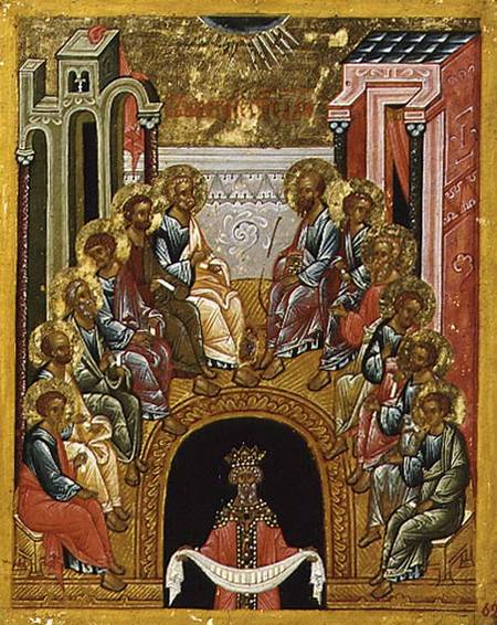 The Descent of the Holy Spirit, Russian icon from the Cathedral of St. Sophia de Novgorod School
