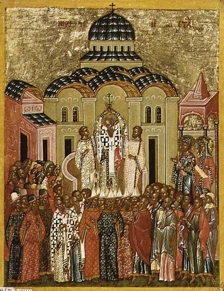 The Exaltation of the Cross, Russian icon from the Cathedral of St. Sophia de Novgorod School