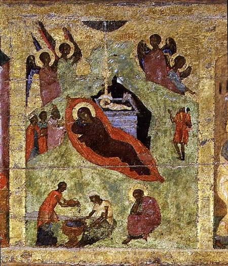 The Nativity of Our Lord, Russian icon from the iconostasis in the Cathedral of St. Sophia de Novgorod School