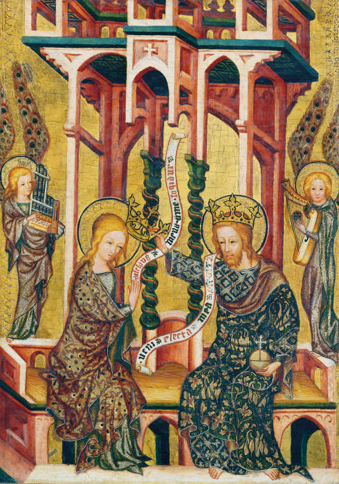 The Coronation of the Virgin, reverse: Christ Carrying the Cross (fragment of an altar wing) de Nürnberger Meister um 1350/60