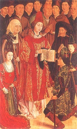 Alfons V., king of Portugal in front of the St. Vi de Nuno Goncalves