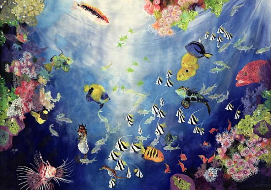 Underwater World II, 1998 (acrylic and pencil crayon on canvas)  de Odile  Kidd