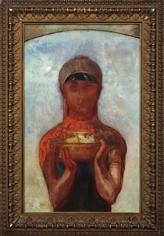 The Cup of Mystery, or Sibyl, c.1890 (oil on paper laid down on canvas) de Odilon Redon
