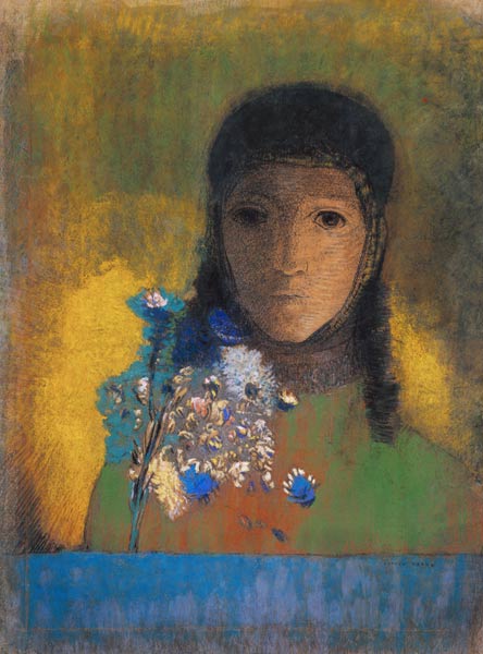 Woman with Feldblumenstrauss. de Odilon Redon