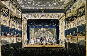 Performance of Ferdinand Raimund's "The smallholder as a millionaire" in the Leopoldstäd Theatre Vie de Österreichischer Maler