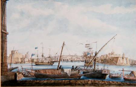 View of the Harbour of the Gallies from Valetta Side de of Tolcross Weir