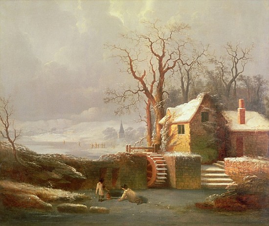 Snow Scene with Mill and Cottages de of Chichester Smith George