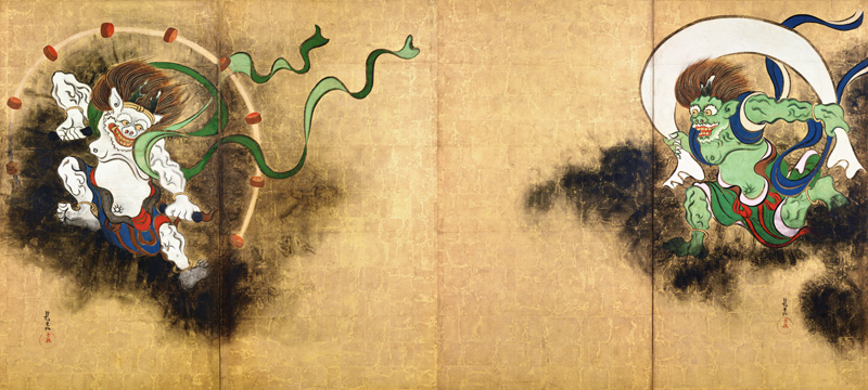 Japan: The Thunder God Raijin (left) and the Wind God Fujin (right) de Ogata Korin