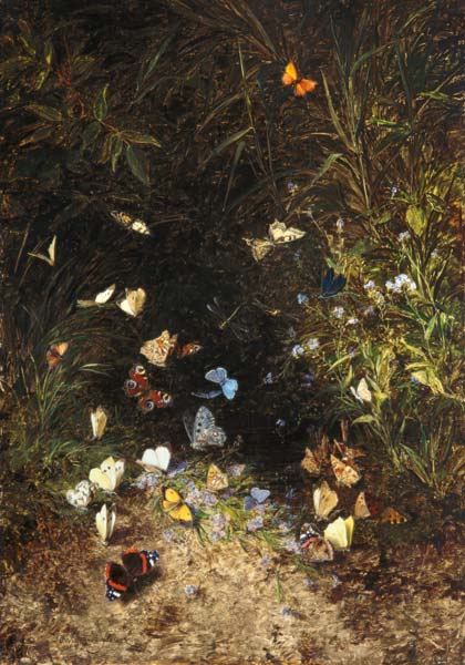 Meadow with coloured butterflies de Olga Wisinger-Florian