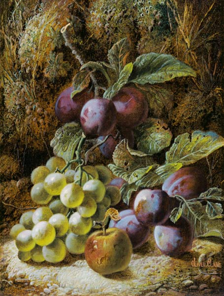 Still Life with Plums and Grapes de Oliver Clare