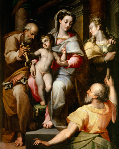 Holy Family with St. Peter and St. Mary Magdalene de Orazio Samacchini