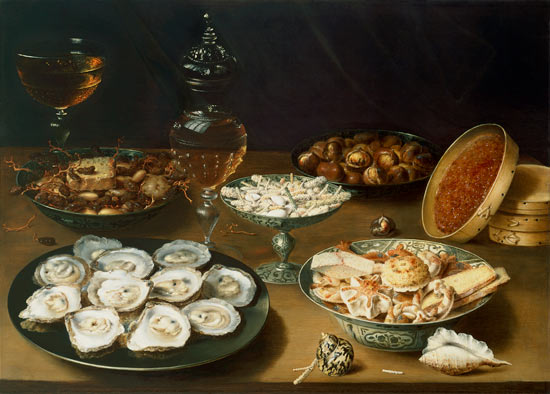 Still life with oysters, sweetmeats and roasted chestnuts de Osias Beert I.