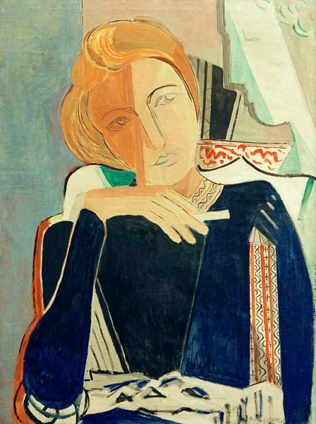 Inge II, en azul oscuro con pitillo de Oskar Moll