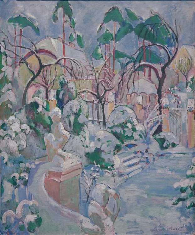 Garden with Snow de Oskar Moll