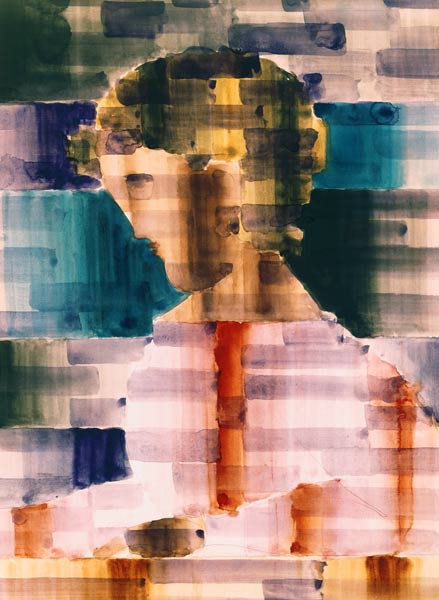 Girl head into coloured Karierung de Oskar Schlemmer