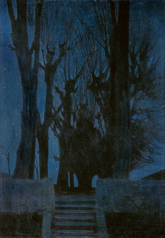 Willow Trees by Night de Oskar Zwintscher