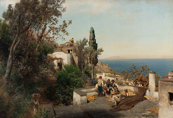 Italienische Küstenlandschaft bei Neapel de Oswald Achenbach