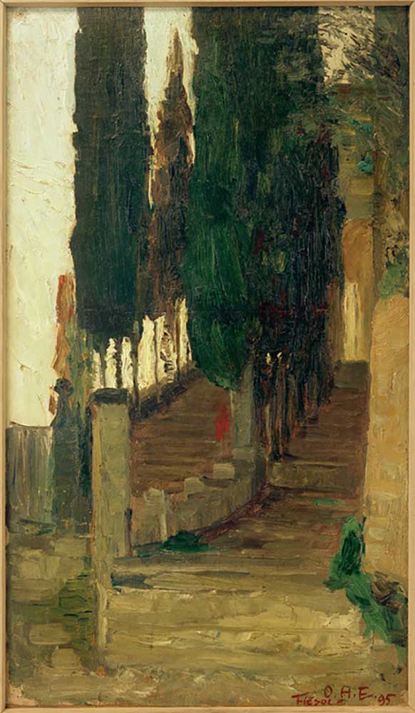 Stairs to the monastery in Fiesole de Otto Heinrich Engel