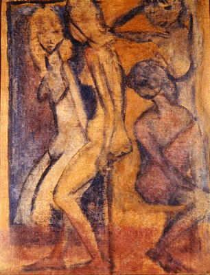Three Girls, 1922 (oil on canvas) (see 274039 for recto) de Otto Mueller
