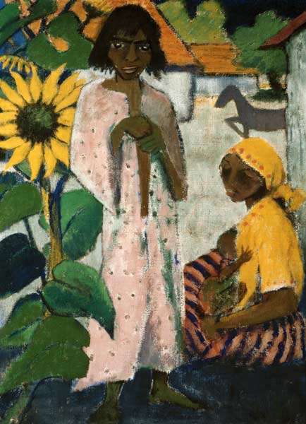 Gypsy with sunflowers de Otto Mueller