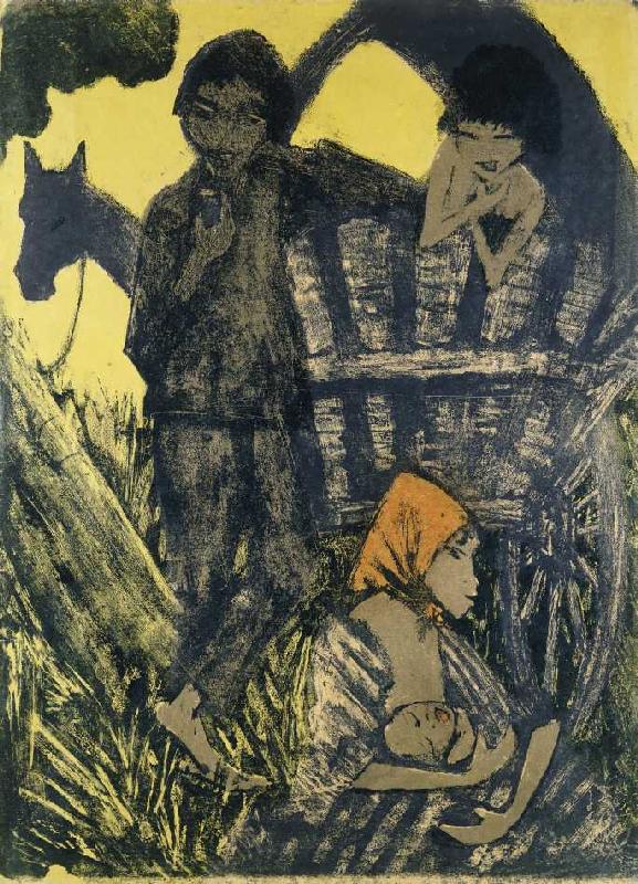 Zigeuner Familie am Planwagen. de Otto Mueller