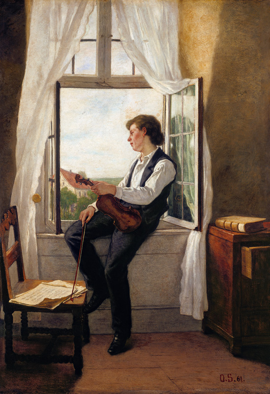 The Violinist by the Window de Otto Scholderer