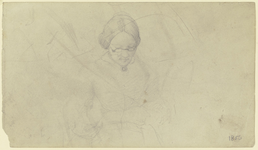 Bildnis einer älteren Frau mit gesenktem Kopf (die Mutter des Künstlers?) de Otto Scholderer
