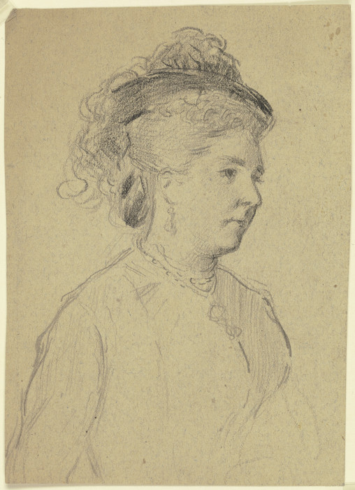Brustbild einer Dame mit Hut de Otto Scholderer