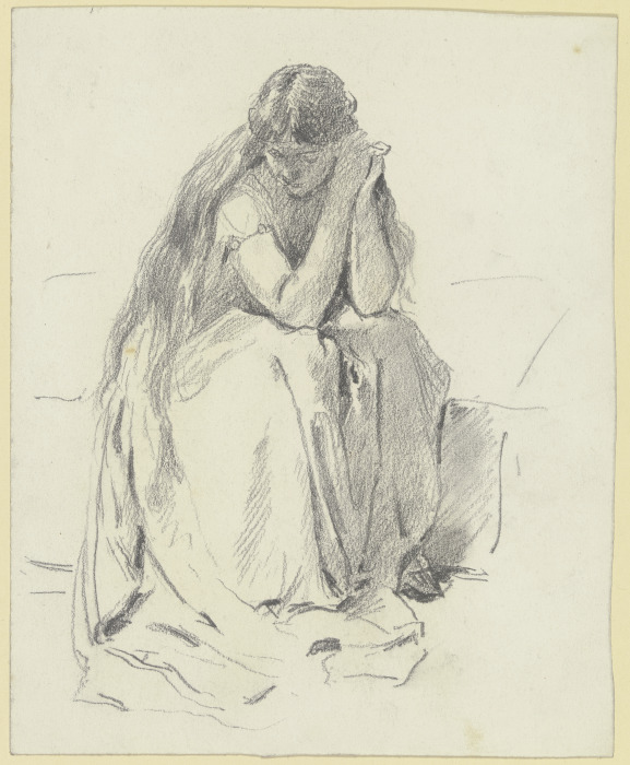 Sitzende Frau mit langem Haar (Loreley) de Otto Scholderer