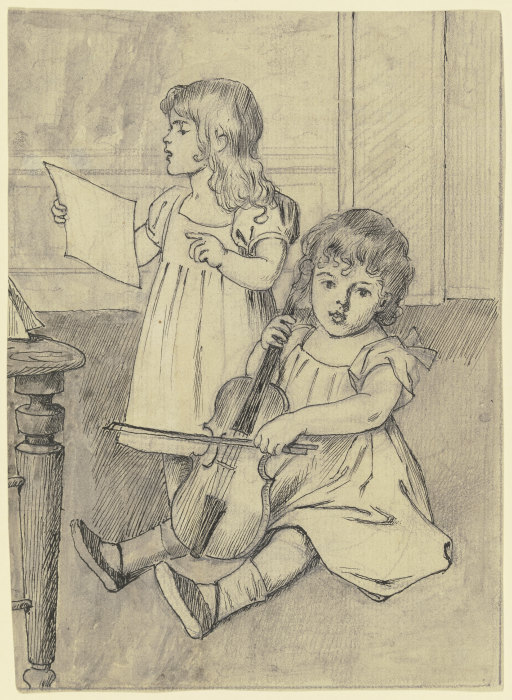 Zwei musizierende Kinder de Otto Scholderer