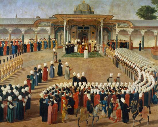 Reception at the Court of Sultan Selim III (1761-1807) at the Topkapi Palace de Ottoman School
