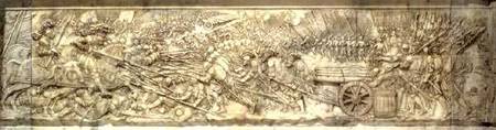 The Battle of Marignano in 1515, from the tomb of Francois I and Claude of France, Duchess of Britta de P Bontemps