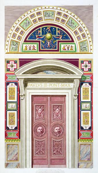 Doorway to the Raphael Loggia at the Vatican, from 'Delle Loggie di Rafaele nel Vaticano', engraved