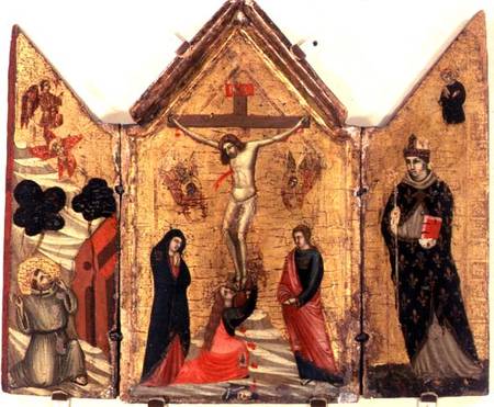 Crucifixion Triptych with St. Francis Receiving the Stigmata and St. Benedict de Pacino  di Buonaguida